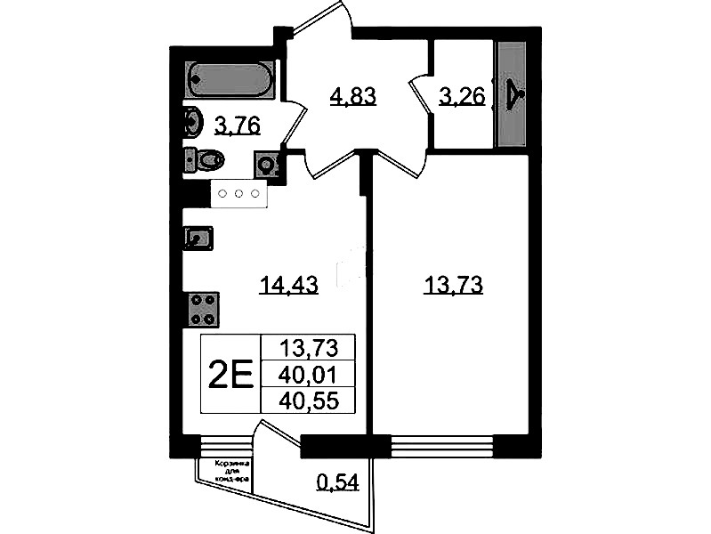 1-комнатная квартира 40.55 м², 7/11 эт., ЖК «VEREN NORT Сертолово»